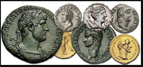 Monete storiche: Le monete antiche o storiche, come quelle dell'Impero Romano